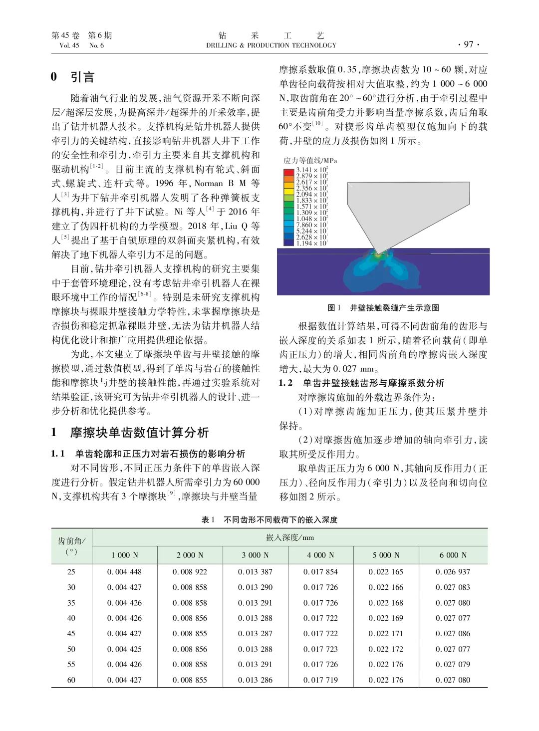 钻井牵引机器人摩擦块—井壁接触性能分析！